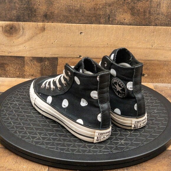 CONVERSE ALL STAR POLKA DOT WOMENS ATHLETIC SHOES BLACK WHITE HIGH SIZE 7 - Picture 6 of 9